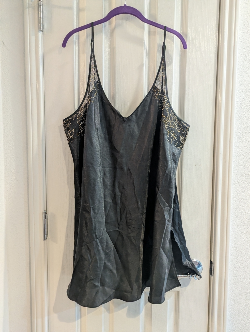 Oscar De La Renta Pink Label Black Satin Chemise